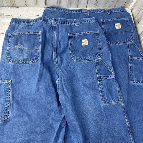 2 Pairs Carhartt FR Mens Sz 40x33 Single Knee Carpenter Denim Blue Jeans U22 - Picture 3 of 10