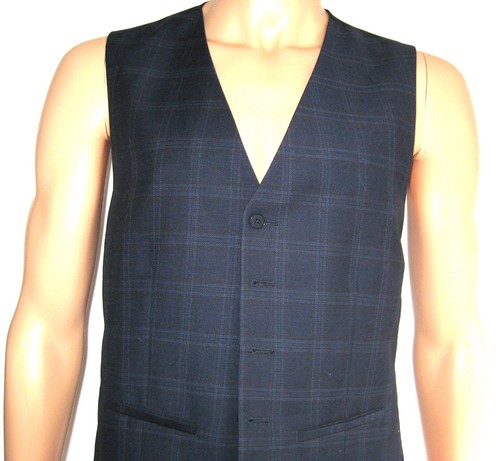 Ted Baker Slim fit Blue Waistcoat Mens Size 38R Logo 5 Button fastening Pre worn - Picture 2 of 10