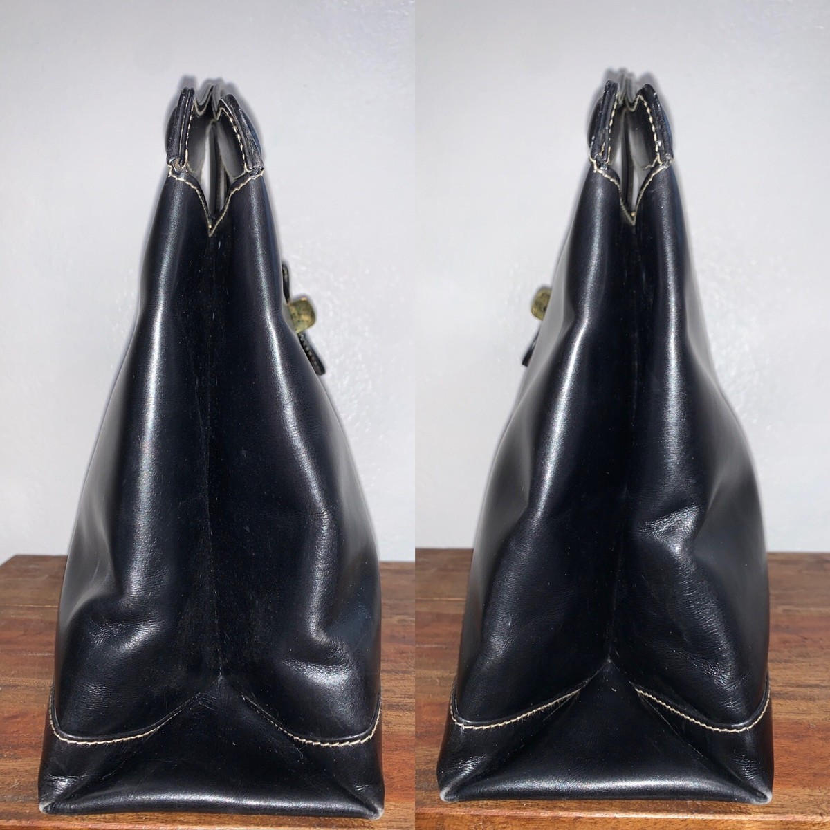 Vintage Pibra Black Leather Tote Handbag Purse Bag | eBay Vintage Pibra Black Leather Tote Handbag Purse Bag | eBay