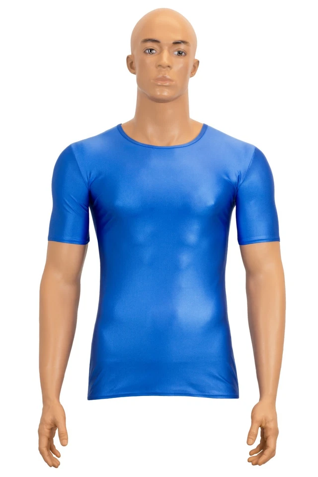 Herren Wetlook T-Shirt Slim Fit kurze Ärmel elastisch hauteng stretch shiny - Bild 1 von 1