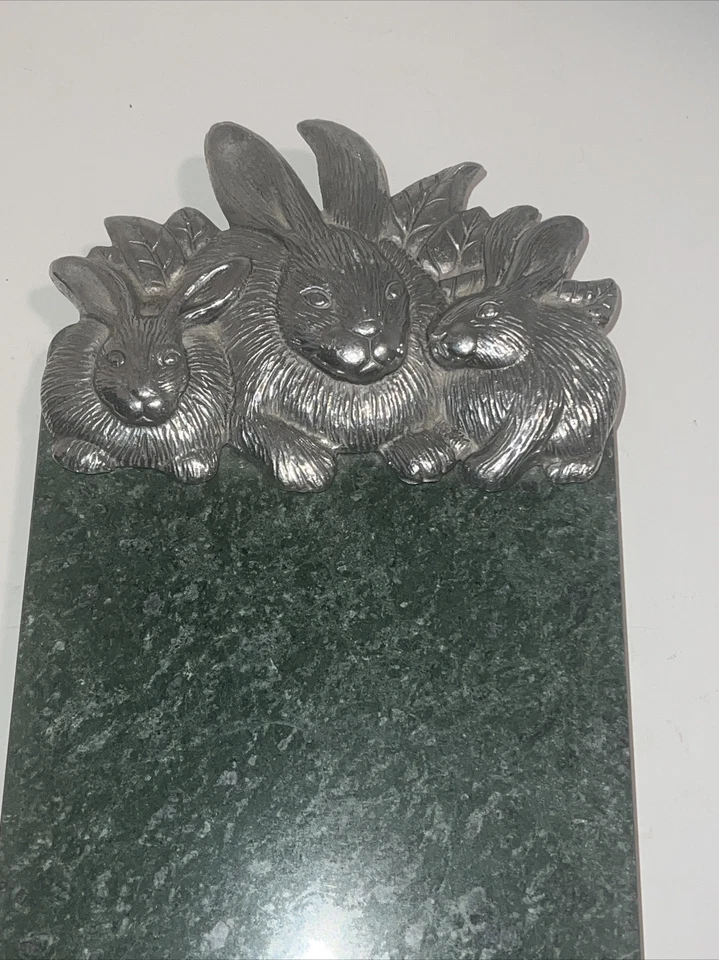Arthur Court Rabbit Bunny Green Marble Cheese Cutting Board Serving Tray 1986 - Image 3 of 4