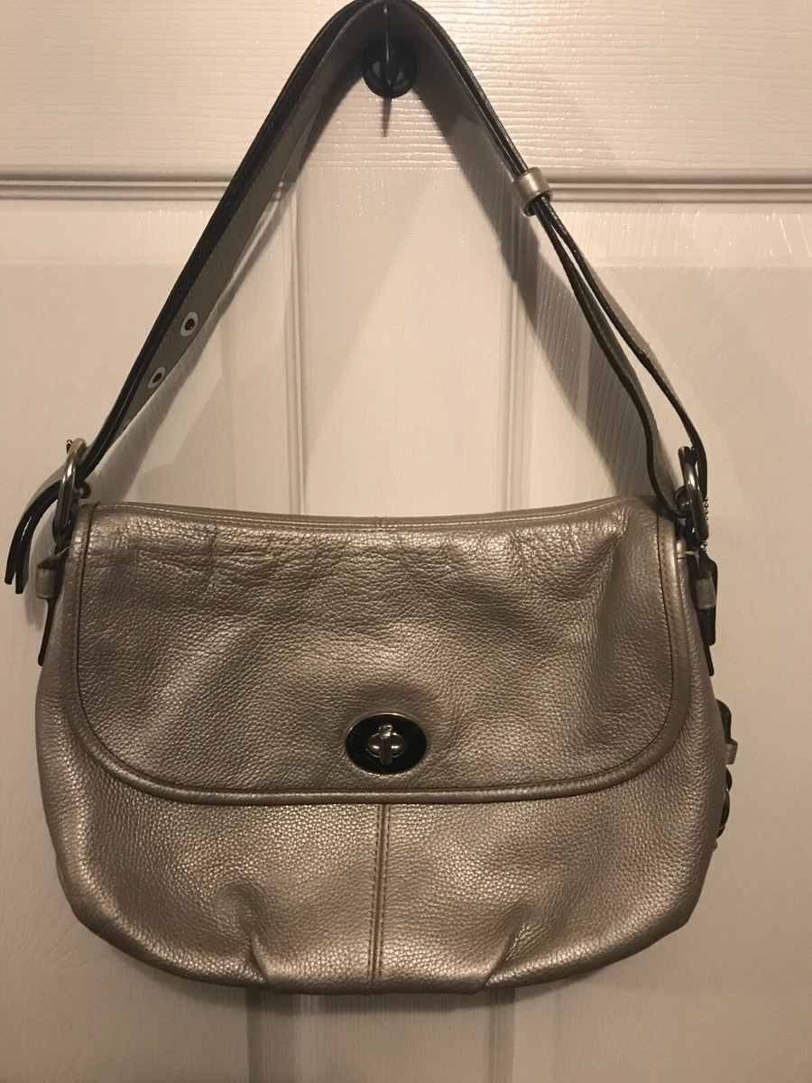 Silver coach purse with purple lining clearance