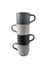 14oz Stackable Ceramic Coffee Mugs, Set of 4 with Speckled Finish