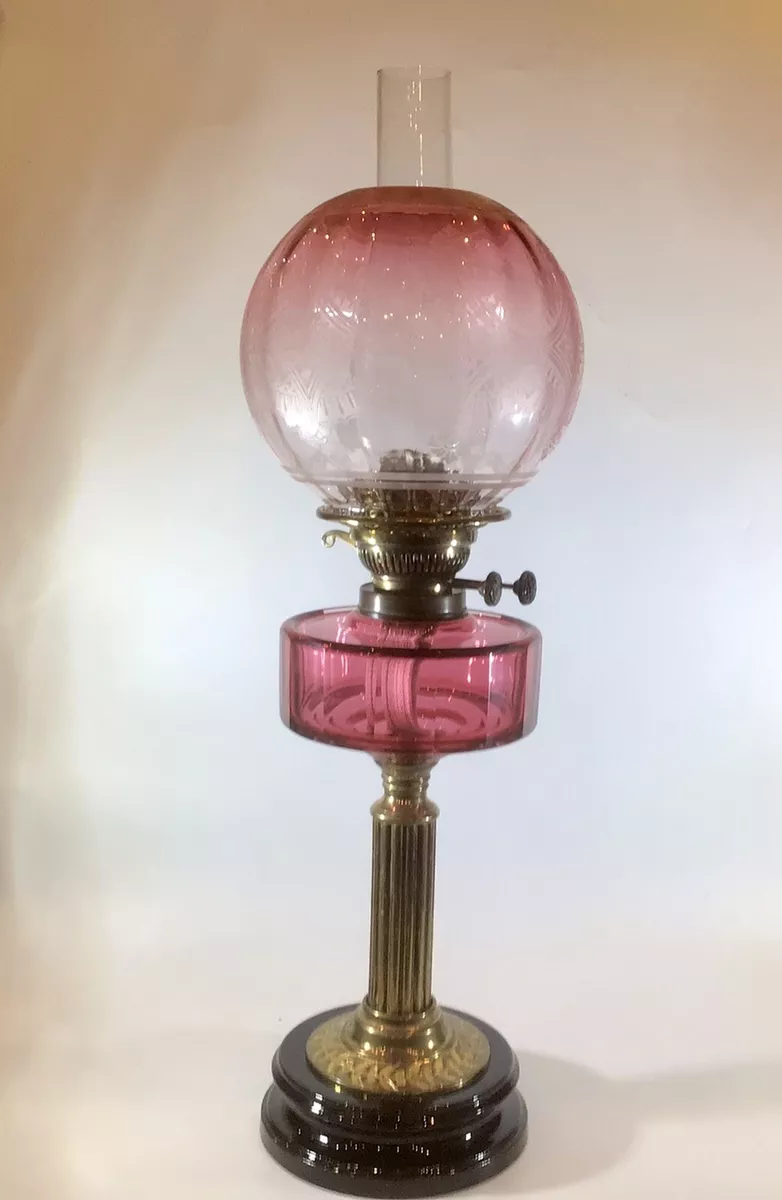 Cranberry glass shop oil lamp