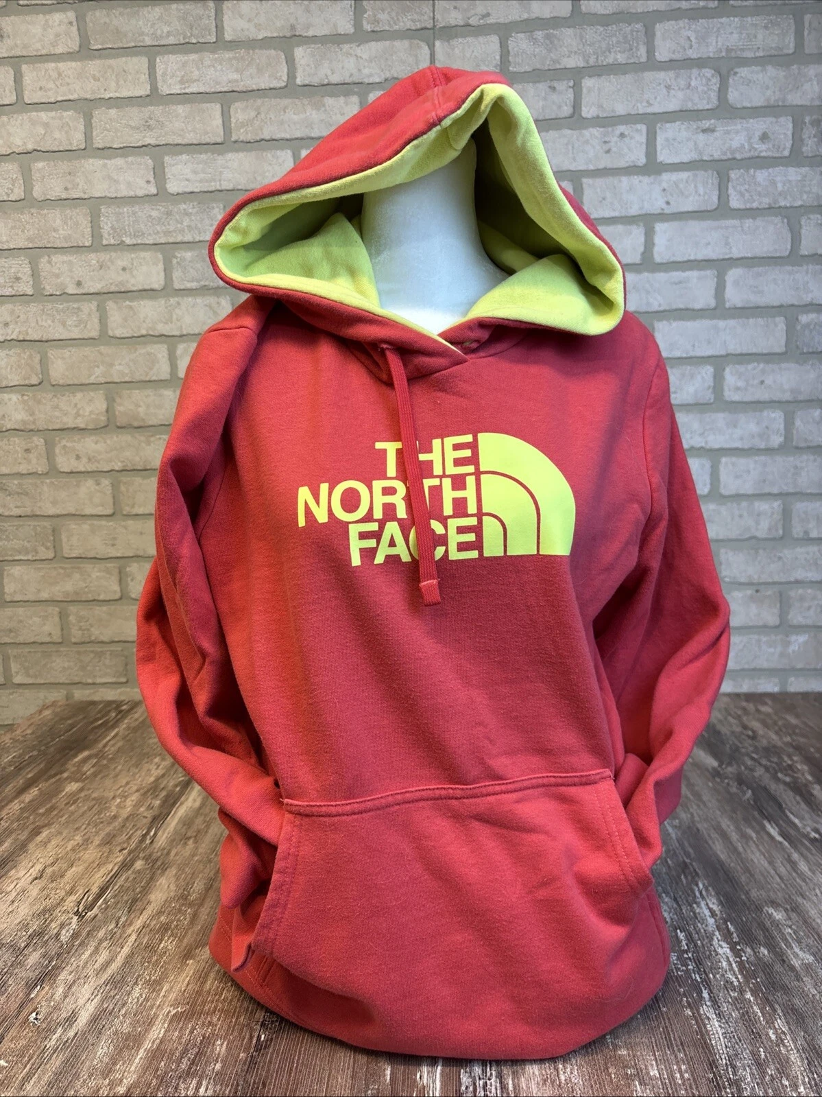 The North Face Half Dome Women's Medium Coral Yellow Pullover Hoodie Sweatshirt