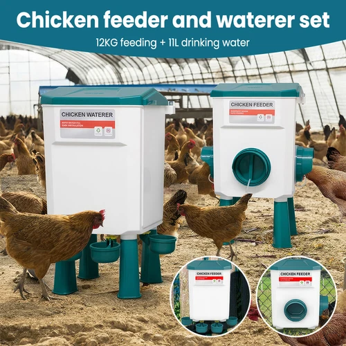 12kgChicken Feeder Bird Waterer11L Set Auto Food Water Dispenser Drinker Gravity - Picture 4 of 13