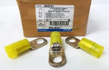 25 Thomas & Betts Sta-Kon RK9751 Nylon Ring Terminal Connectors Insulated 1/2"