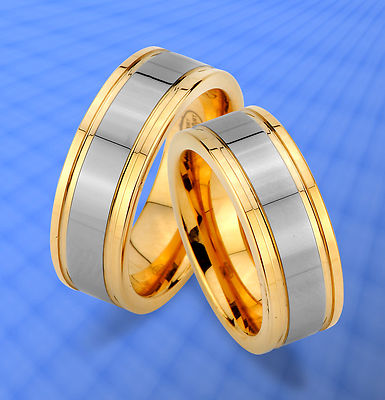 2 WOLFRAM TRAURINGE & GRAVUR GRATIS , RINGE mit GOLD Platierung  , JW19