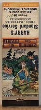 Harry's Standard Service Station Moberly MO Missouri Hillbilly Matchbook Cover