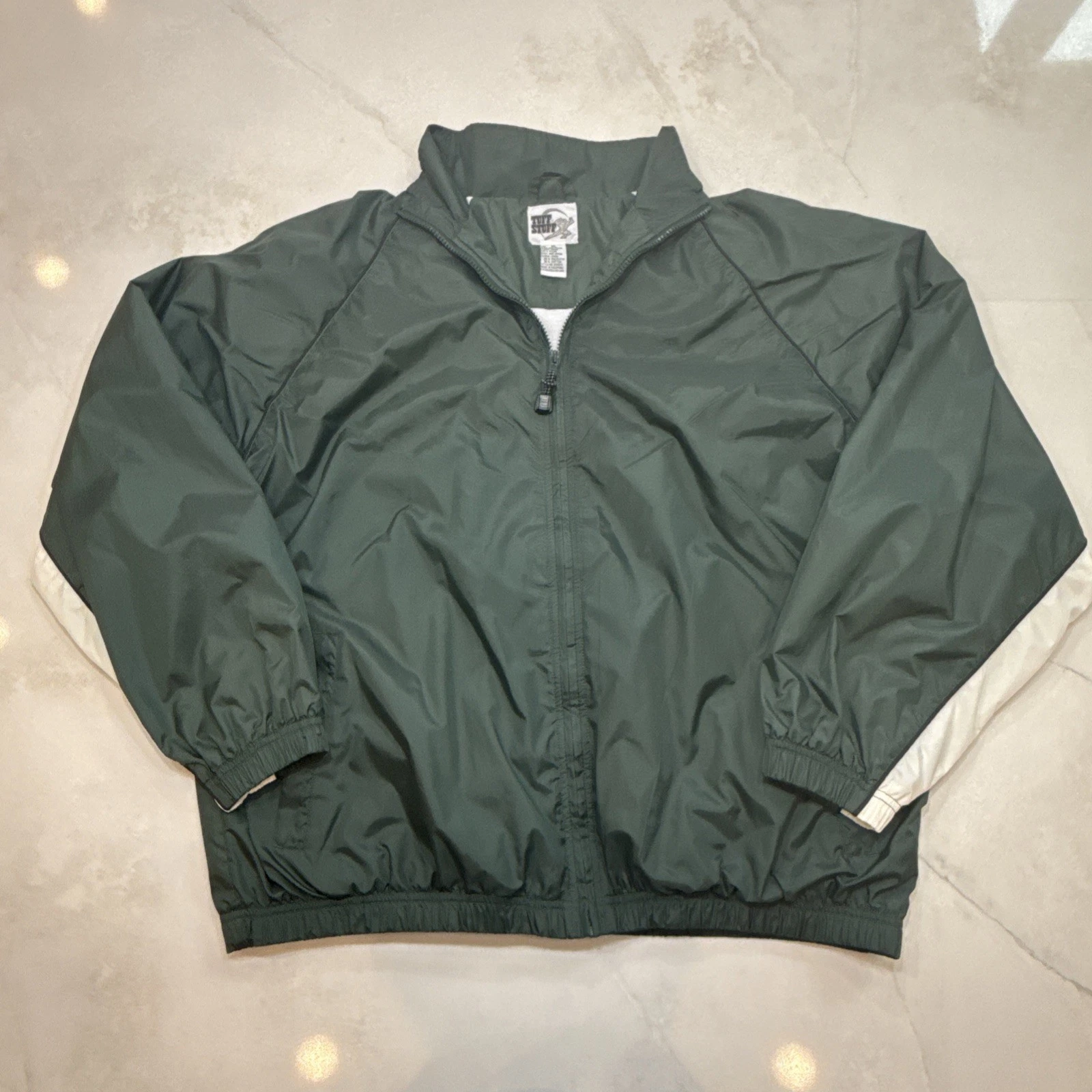 Tuff Stuff Men’s Windbreaker Jacket Green Full Zip XL Lightweight