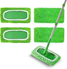 4 Pack Reusable Microfiber Mop Pads Compatible with Swiffer Sweeper, Washable...