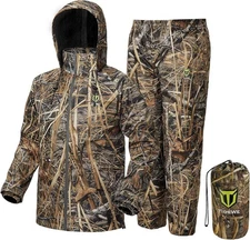 TideWe Rain Suit Waterproof Breathable Lightweight 2 Pieces Rainwear Camo Large