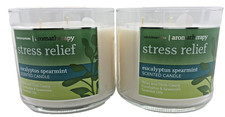Bath & Body Work Aromatherapy Eucalyptus Spearmint 3 Wick Candle x2 *NO LIDS*