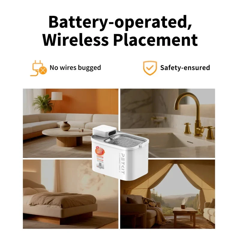 EVERSWEET MAX 2 Cordless Pet Water Fountain, 3L Stainless Steel Tray - Image 2 of 4