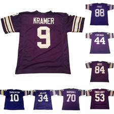 Unsigned Custom Adult/Youth Purple Sewn Stitched NWT Jersey Sizes S-6XL