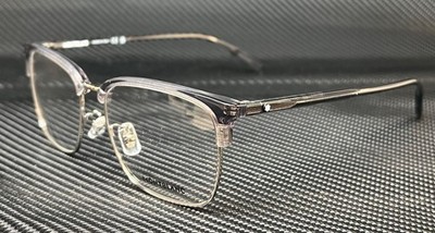 MONT BLANC MB0199OA 008 Grey Transparent Men's 56 mm Medium Eyeglasses