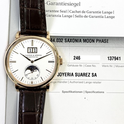 2020 A. Lange & Söhne Saxonia Moonphase 384.032, 40mm, Rose Gold, Silver Dial...