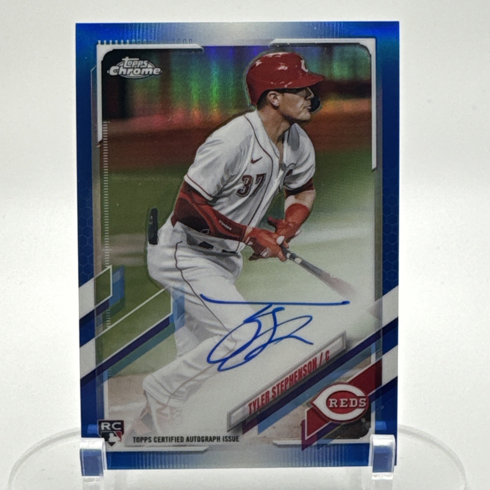 2021 Topps Chrome Tyler Stephenson Rookie On Card Auto Blue Refractor /150