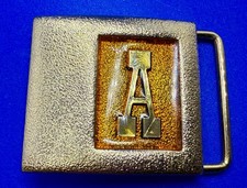 Antique Art Deco Custom Initial Letter A Monogram Gold Color Belt Buckle Lee Ny