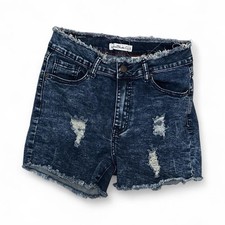 Blue Denim Acid Washed Ripped Shorts Size 5