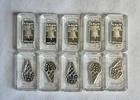 🔥 Lot of 10 – 1 Gram .999 Silver Bars 5 Liberty Bell + 5 Ice Cream w/Capsules
