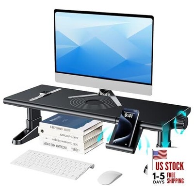 Computer Monitor Stand Riser for Desk,4.4-5.7 Inches Freely PLUS+Holder - Black