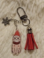 Handgebastelter SchlüSsel-/ TaschenanhäNger *Winter Katze*