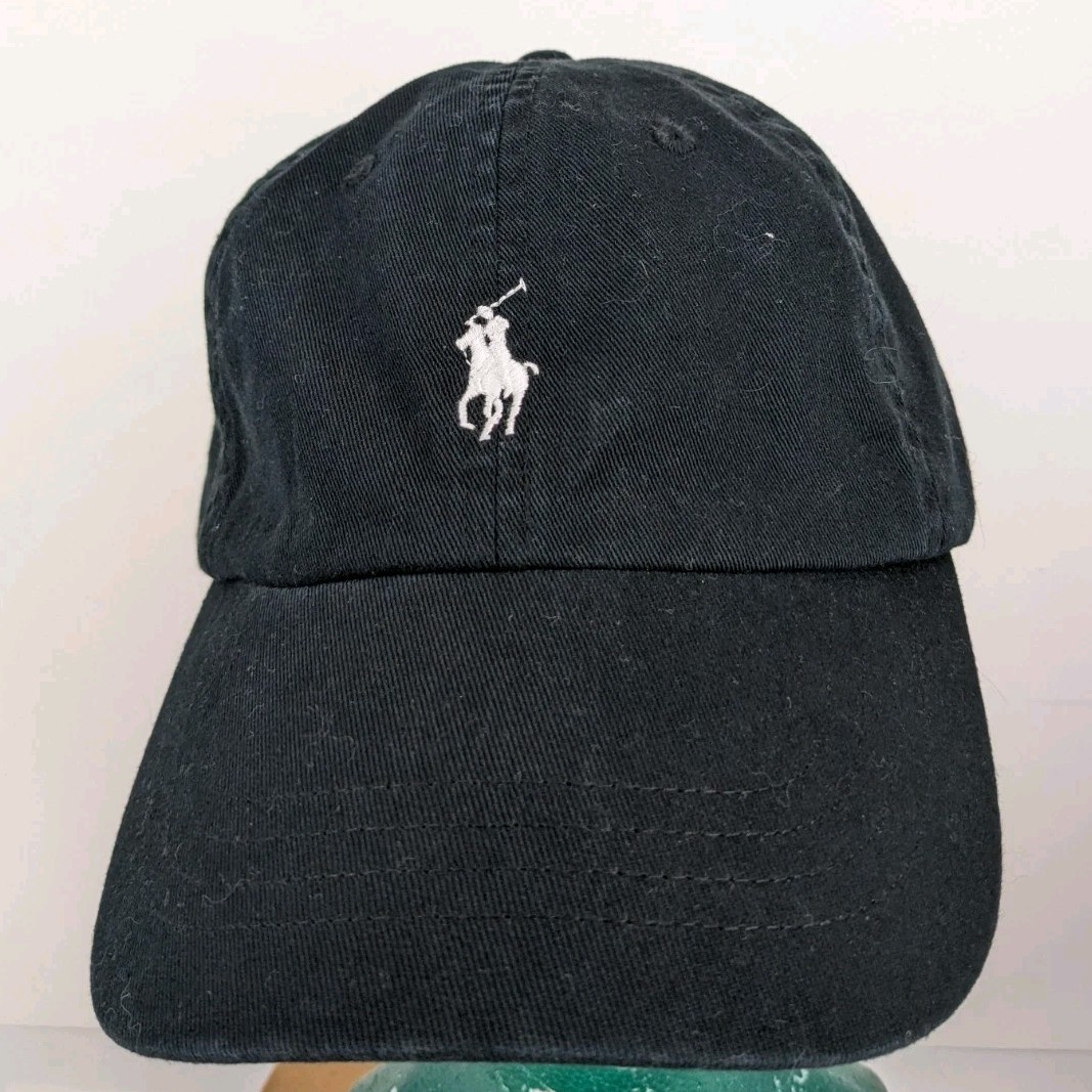 VINTAGE Polo Ralph Lauren cappello berretto cinturino posteriore marrone pony cinturino pelle uomo