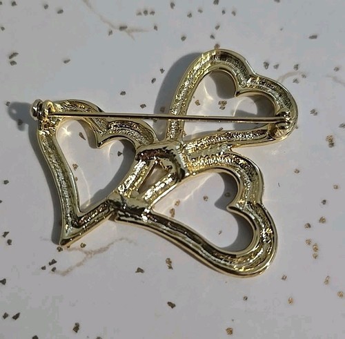 Gold Heart Brooch Pin - Picture 6 of 6