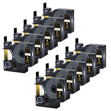 10 PK Gold on Black 45024 D1 Label Tape For DYMO LabelManager 200 210D 350D 360D