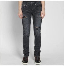YSL SAINT LAURENT Paris Distressed Slim Fit Jeans Men 32x35 Charcoal Japanese