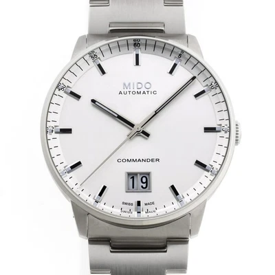 MIDO Commander Big Date Automatik Uhr Herren SS Silber Zifferblatt 42mm - Bild 1 von 4