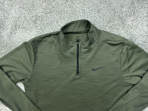 Nike Dri-FIT 1/4 Zip Pullover Herren Large Grün Meliert Langarm Laufen Golf - Bild 3 von 17