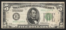1928-B $5 New York FRN "Redeemable in Gold"  Fr 1952-B  0120