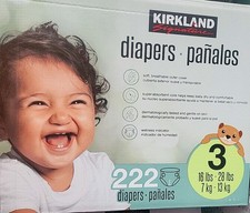 Kirkland Signature Diapers Size 3: 16-28lbs, 222 Count