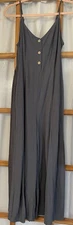 Anrabess Wide Leg Jumpsuit Overall Womens Sz M Gray Buttons
