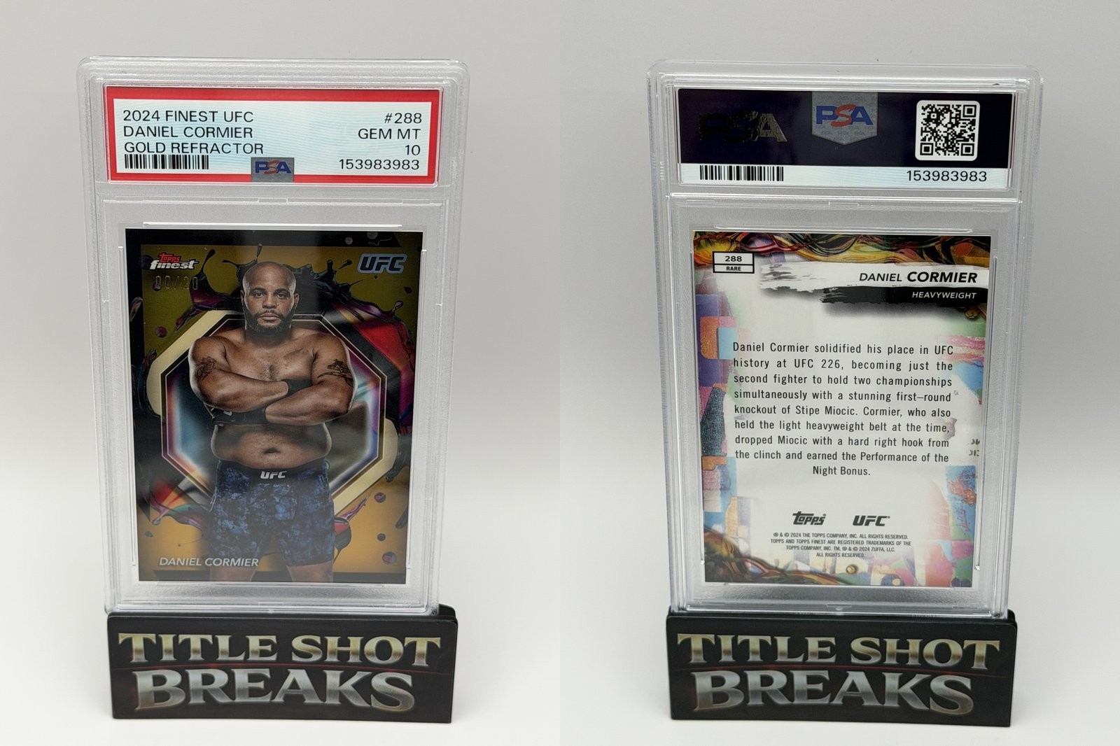 2024 Topps Finest UFC DANIEL CORMIER Gold Refractor /20 PSA 10 view 3