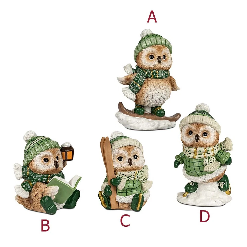 Deko-Eule 11 o. 15 cm creme-grün handbemalt Vogel formano 751263 Dekofigur