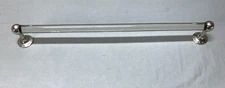 Antique Vintage 24" Nickel Brass Glass Towel Bar Bathroom Fixture Old 1516-25B