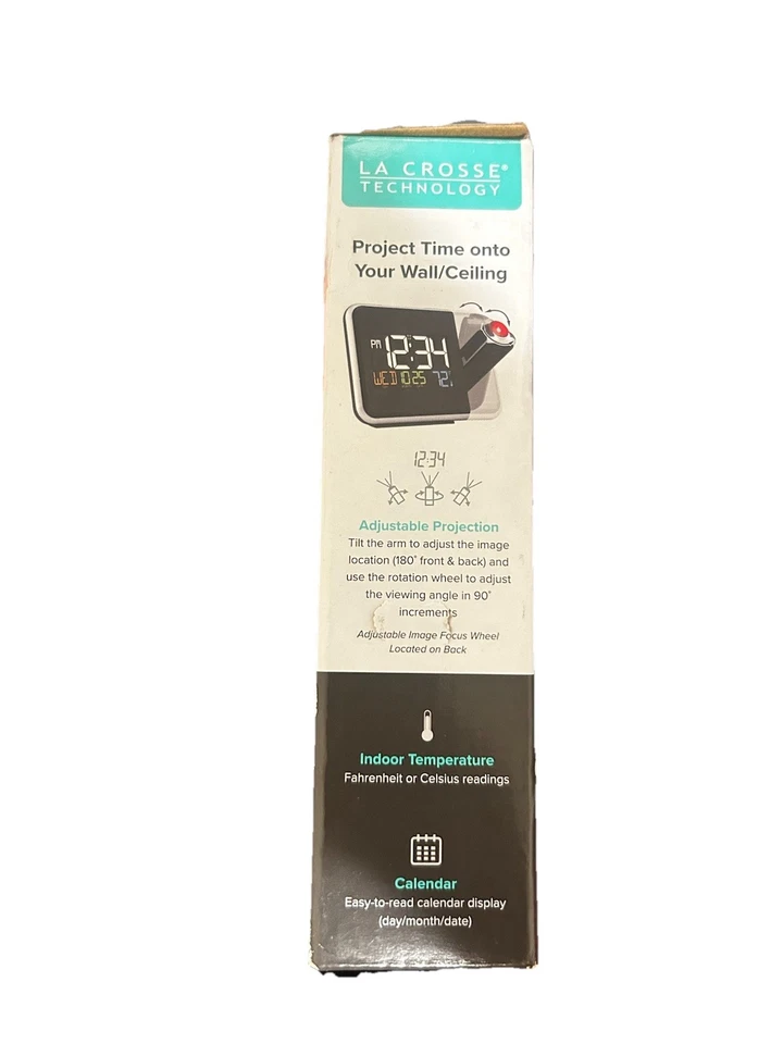 La Crosse Technology Projection Alarm Clock Indoor Temp Wall Ceiling W85923 NIB - Image 2 of 4