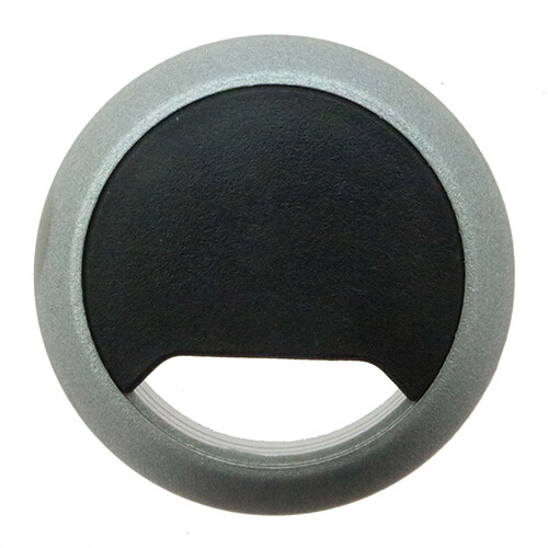 Pack of 10 Black & Silver Desk Cable Tidies 80mm, Desk Grommet, Desk Hole Insert - Picture 1 of 6