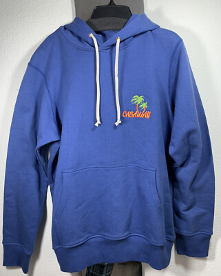 NWT CASABLANCA Navy Blue Casaway Embroidered Hoodie Sweatshirt 