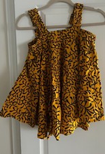 African Women's Top  multi colored size S M Vibrant Yellow strap sleeve