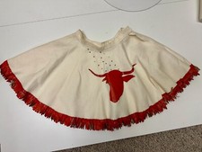 Vintage 1940s-1950s Girls Handmade Western Circle Skirt Fringed Bull Country