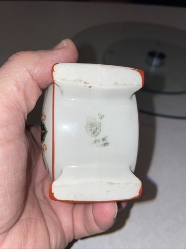 Vtg 1920's Zsolnay Hungary Porcelain Miniature Bottle 3.75" Canteen Flask & Cork - Picture 7 of 12