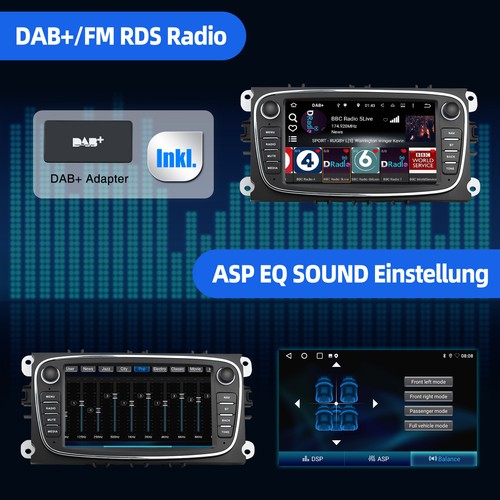 Autoradio DAB+ Carplay Android 14 64G Für Ford Focus 2 S-Max Mondeo GPS NAV Cam - Bild 11 von 13