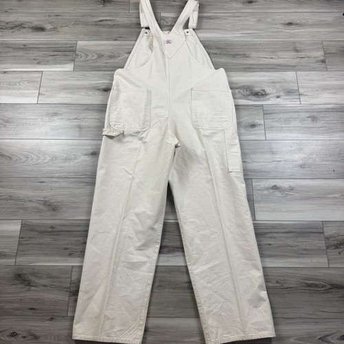 Vintage Pointer Brand Overalls White Denim 42x32 USA Workwear Men’s - Picture 4 of 7