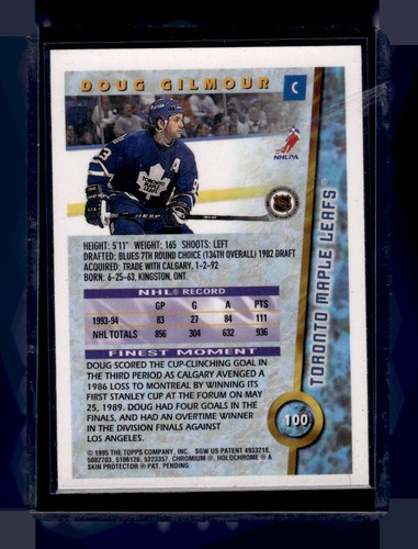 1994-95 Finest #100 Doug Gilmour - Bild 2 von 2