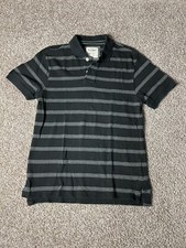 Old Navy Mens Medium Polo Shirt Black White Striped Short Sleeve Casual Golf