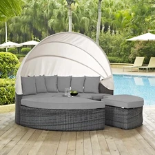 Modway Summon Canopy Outdoor Patio Sunbrella® Daybed in Canvas Gray